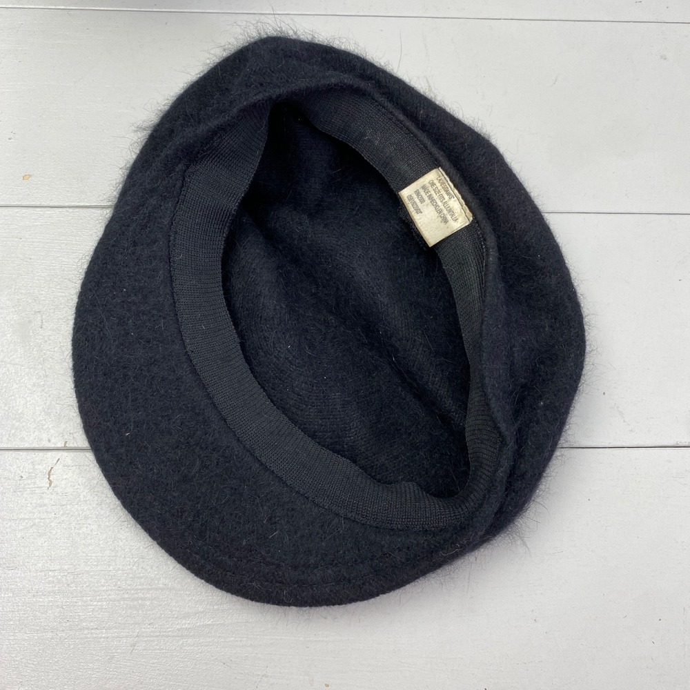 Vintage Angora Blend Newsboy Cap Black Fuzzy Baker Boy Hat OS Ladies - Picture 7 of 11